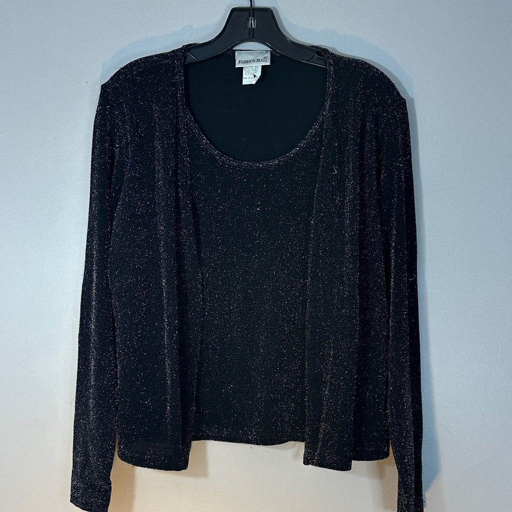 Fashion Bug Black Sparkle Cardigan Top size 13
